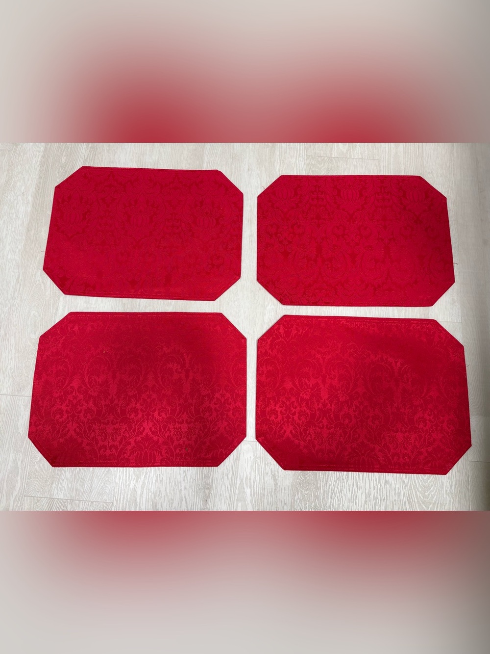 Set of 4 Red Damask Placemats